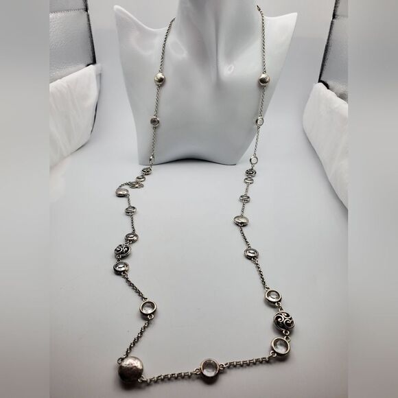 Ecuadorian sterling hanging crystal necklace N2024 - Picture 1 of 4